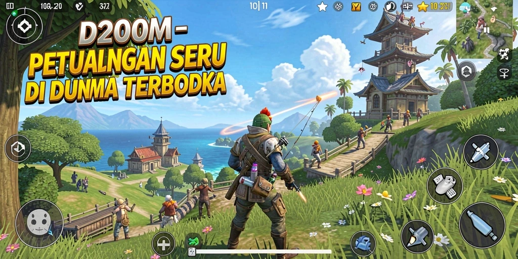 Tampilan gameplay D200M yang memukau dalam dunia terbuka.