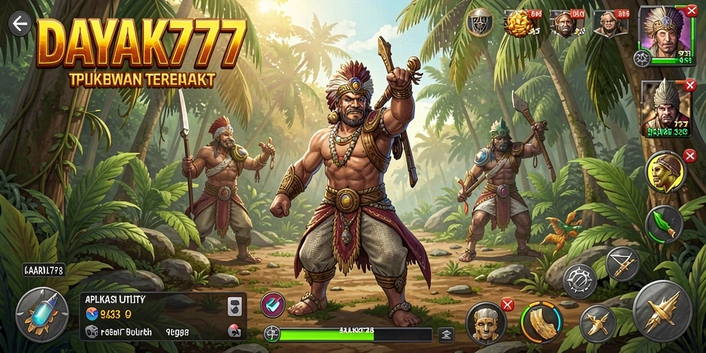 Tampilan utama aplikasi DAYAK777 dengan fitur Utility yang menarik.