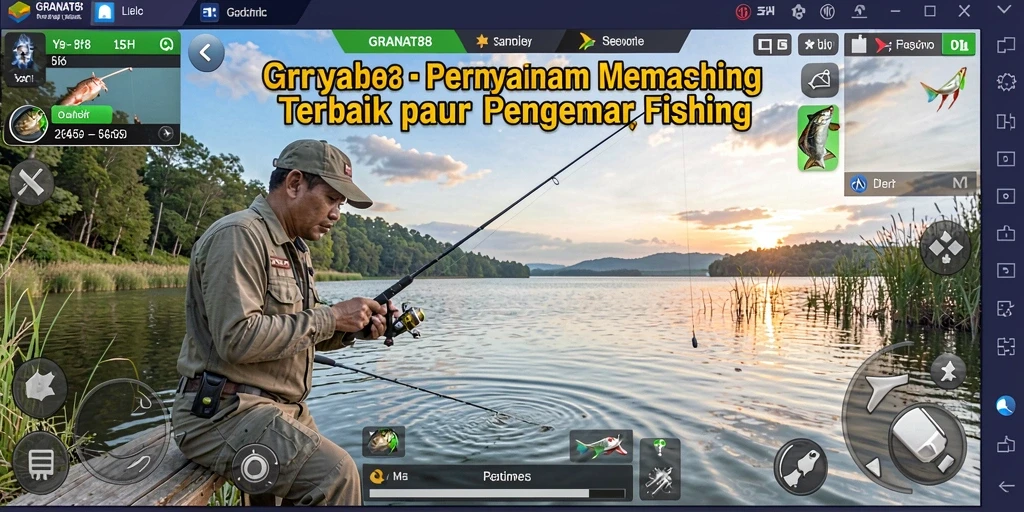 Tampilan gameplay <strong>GRANAT88</strong> yang penuh aksi dalam memancing ikan.