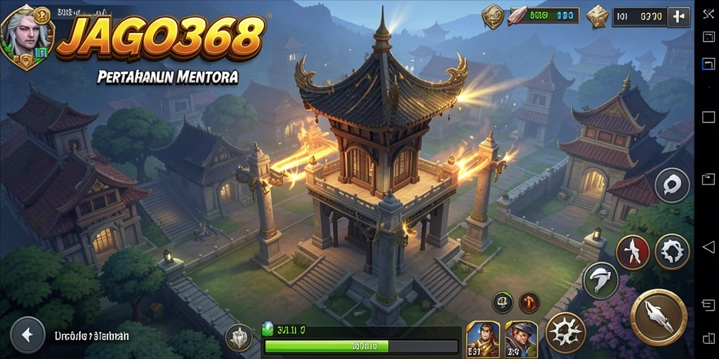 Tampilan gameplay seru dalam JAGO368, saat bertahan dari gelombang musuh.