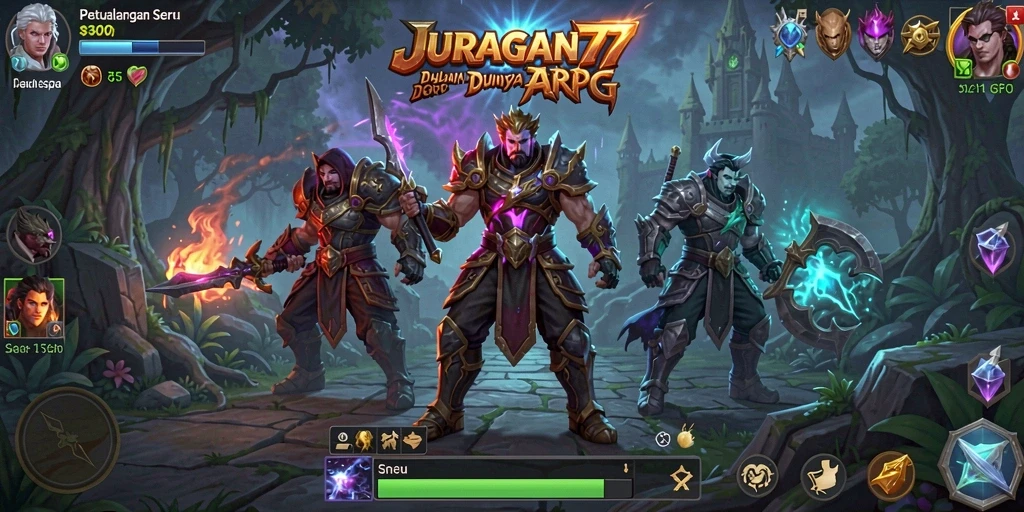 Tangkapan layar menunjukkan aksi seru dalam gameplay ARPG JURAGAN77.