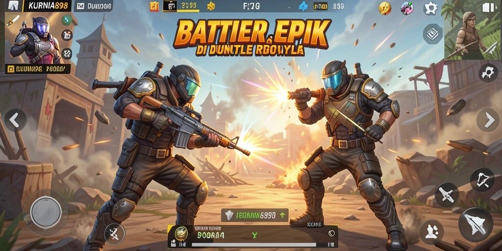 Tangkapan layar gameplay KURNIA898 yang dramatis dalam pertempuran Battle Royale.