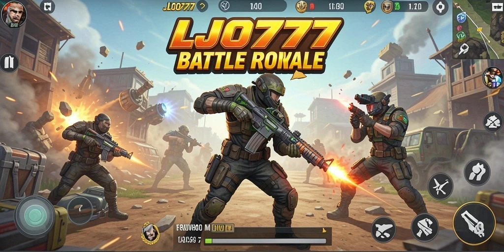 Tangkapan layar LJO777 menampilkan keseruan pertempuran Battle Royale.