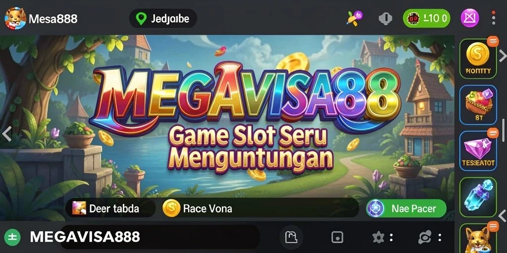 Screenshot gameplay MEGAVISA88 menampilkan mesin Slot yang penuh warna.