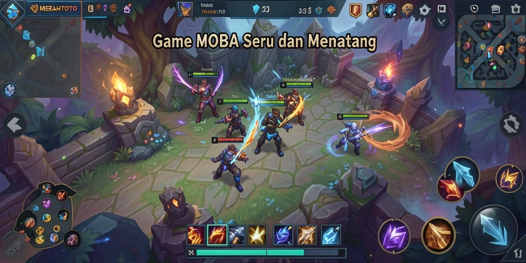 Tampilan gameplay MOBA yang menarik di MERAHTOTO.