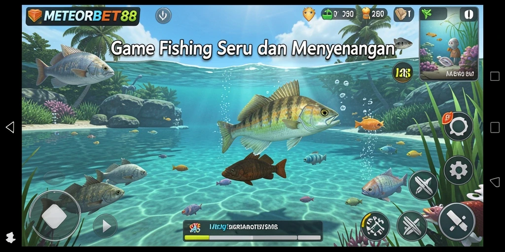 Tampilan gameplay seru di <strong>METEORBET88</strong> dengan aksi memancing yang mendebarkan.