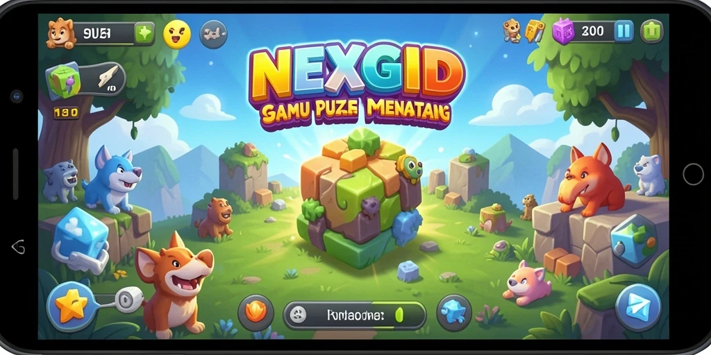 Screenshot utama NEXGID menampilkan gameplay seru dan menantang.