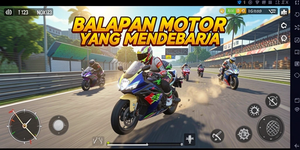 Tampilan permainan balapan motor yang seru dan menantang