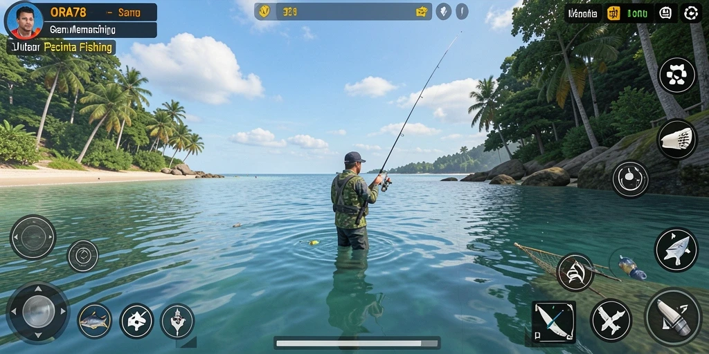 Screenshot gameplay ORA78 yang menampilkan serunya memancing.
