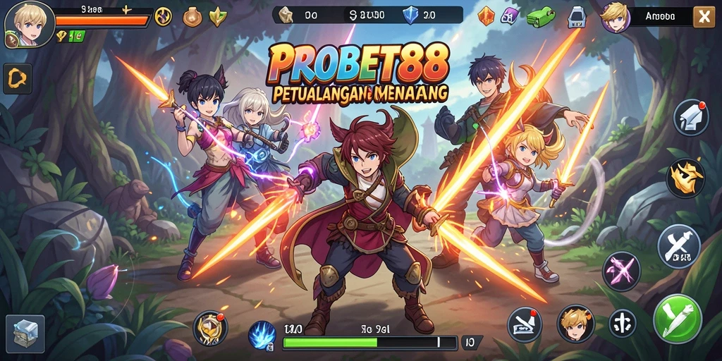 Tampilan gameplay seru PROBET88 dengan karakter anime yang menarik.