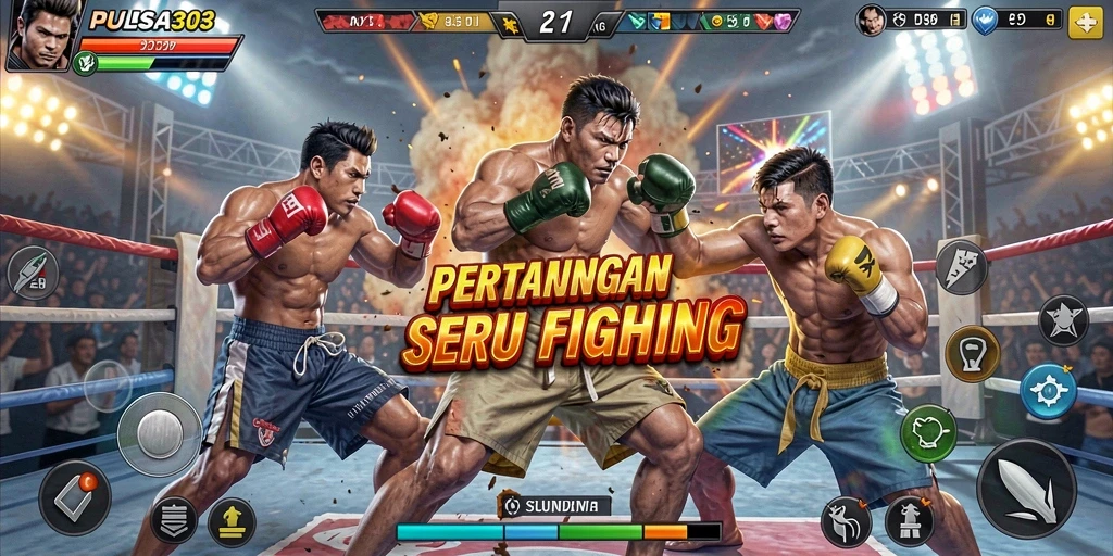 Tangkapan layar gameplay PULSA303 menampilkan aksi bertarung yang intens dan karakter yang dinamis.
