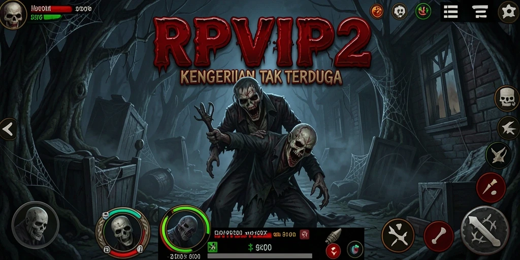 Tampilan gameplay RPVIP2 yang menakutkan dan atmosfer mencekam.