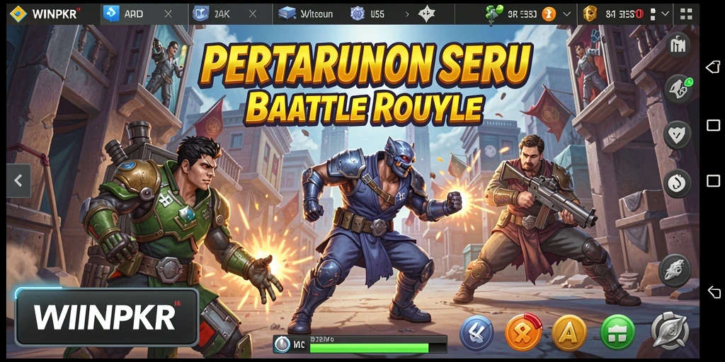 Gameplay seru dalam <strong>WINPKR</strong> saat bertempur di arena Battle Royale.